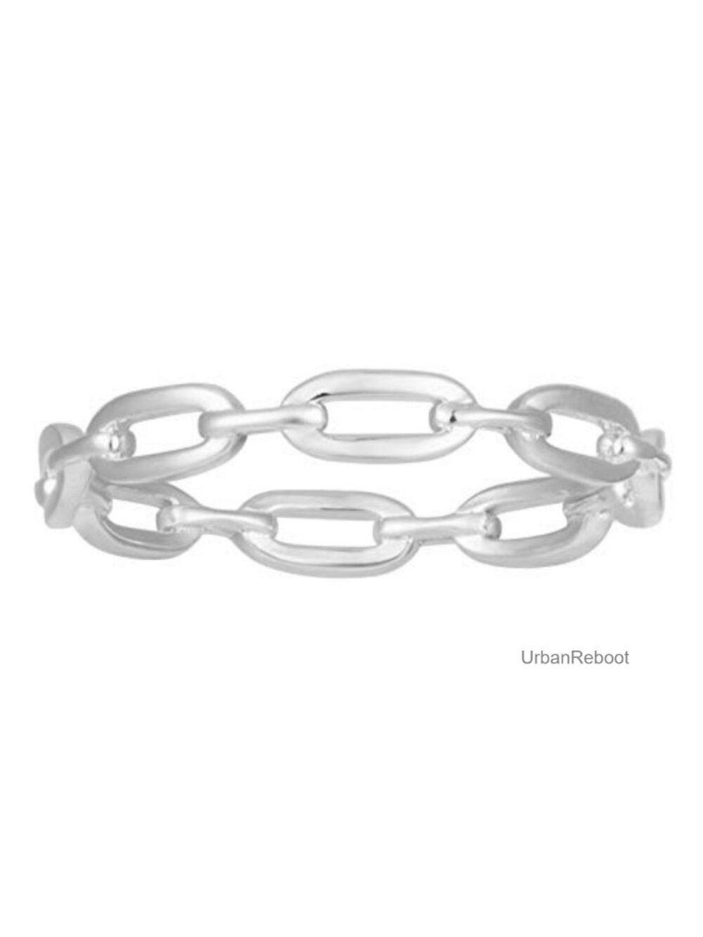 18K Gold Plated Sterling Silver Simple Link Ring Stacking Band